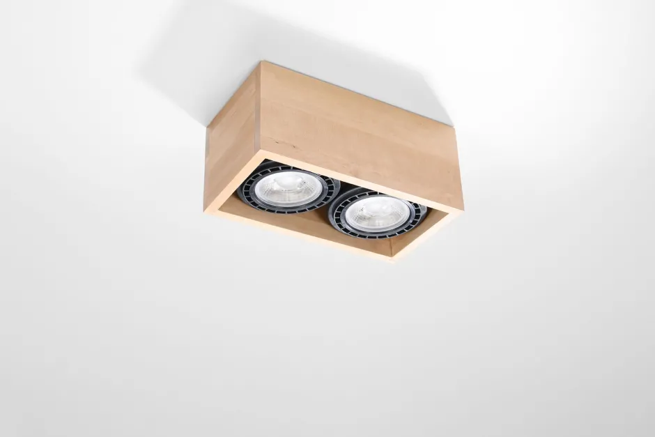 Sollux Deckenleuchte Holz eckig klein für 2x GU10 wohnlich< Holzlampen|Moderne Lampen