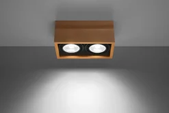 Sollux Deckenleuchte Holz eckig klein für 2x GU10 wohnlich< Holzlampen|Moderne Lampen