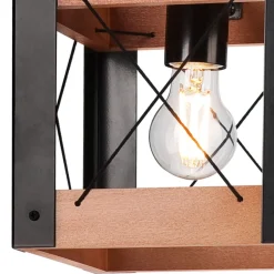 Lamkur Deckenleuchte Holz Metall Rustikal Schwarz eckig klein E27< Deckenleuchten|Rustikale Lampen