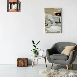 Lamkur Deckenleuchte Holz Metall Rustikal Schwarz eckig klein E27< Deckenleuchten|Rustikale Lampen