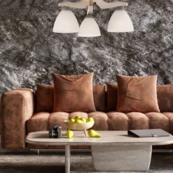 Lamkur Deckenleuchte in Buche Weiß Holz Wohnzimmer< Deckenleuchten|Flurlampen