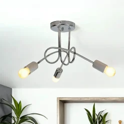 Moderne Lampen|Wohnzimmerlampen*Lamkur Deckenleuchte in Chrom Wohnzimmer 3-flmg Esszimmer