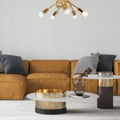 Lamkur Deckenleuchte in Gold Metall 5-flmg Wohnzimmer< Deckenleuchten|Moderne Lampen