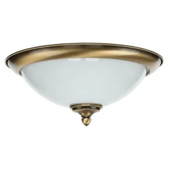 Jupiter Deckenleuchte in Messing antik Weiß Glas KELSEY< Deckenleuchten|Flurlampen