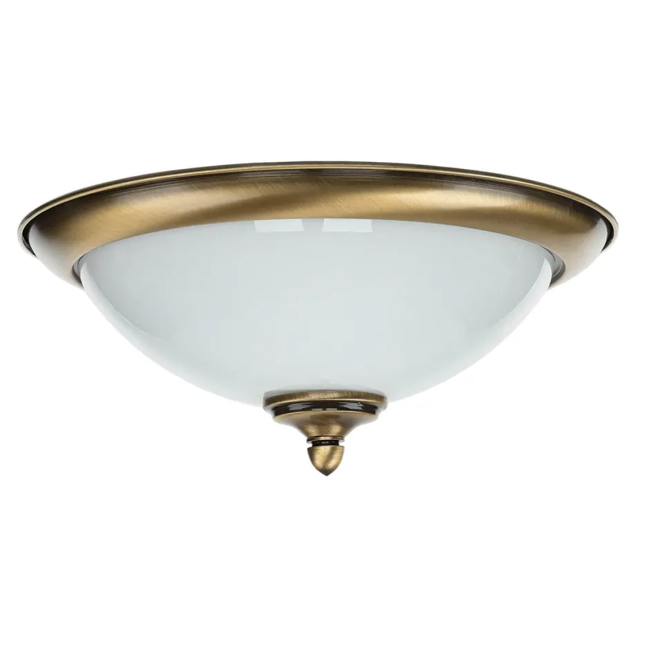 Jupiter Deckenleuchte in Messing antik Weiß Glas KELSEY< Deckenleuchten|Flurlampen