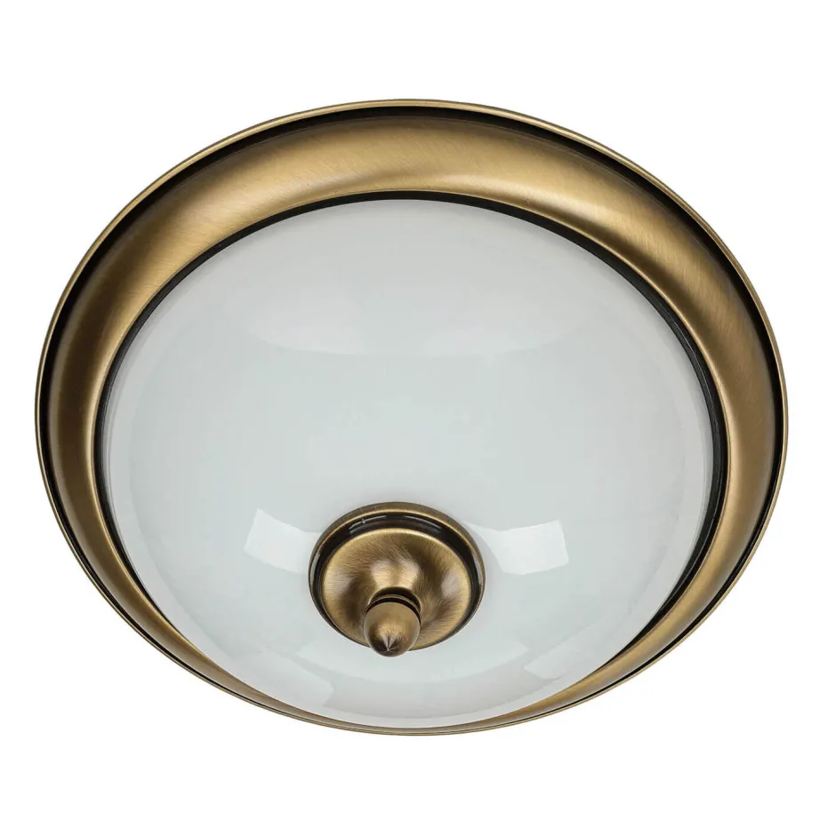 Jupiter Deckenleuchte in Messing antik Weiß Glas KELSEY< Deckenleuchten|Flurlampen