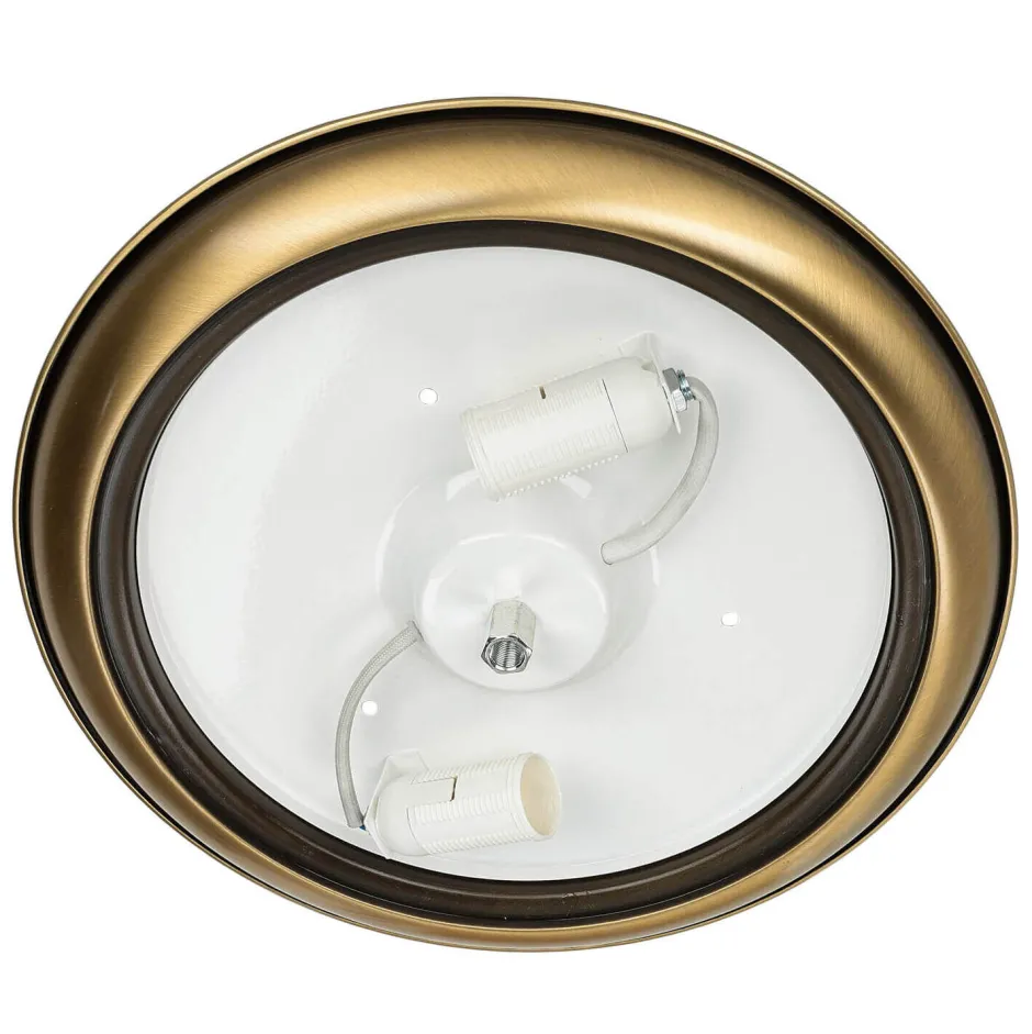 Jupiter Deckenleuchte in Messing antik Weiß Glas KELSEY< Deckenleuchten|Flurlampen