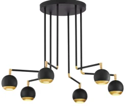 Jupiter Deckenleuchte in Schwarz Gold 6-flammig Metall GU10< Deckenleuchten|Bürolampen