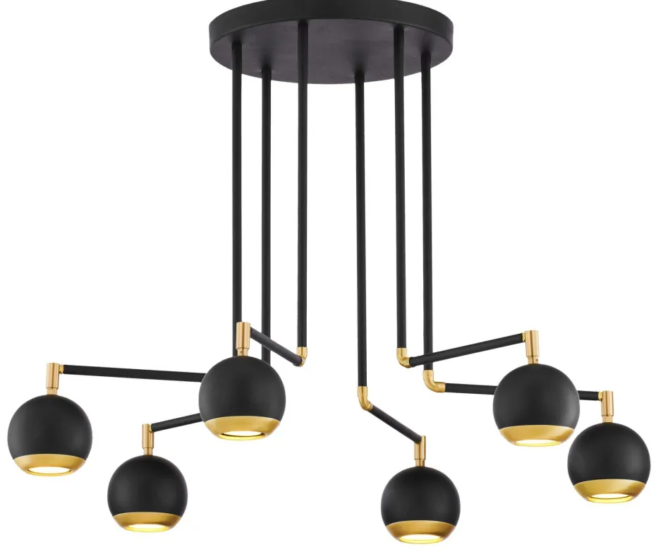 Jupiter Deckenleuchte in Schwarz Gold 6-flammig Metall GU10< Deckenleuchten|Bürolampen