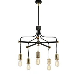 Deckenleuchten|Schlafzimmer Lampen*Elstead Deckenleuchte Industrie Design Schwarz Messing Metall