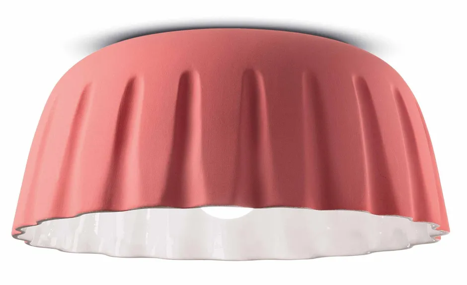 Ferroluce Deckenleuchte Keramik Ø 40 cm Koralle E27 Handarbeit< Wohnzimmerlampen|Keramiklampen