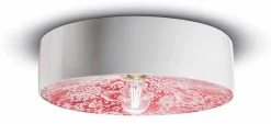 Wohnzimmerlampen|Keramiklampen*Ferroluce Deckenleuchte Keramik Ø 40 cm Weiß Rot E27 rund ENRICO