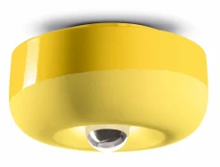 Ferroluce Deckenleuchte Keramik E27 Ø 27 cm rund Gelb Retro< Wohnzimmerlampen|Keramiklampen
