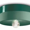 Wohnzimmerlampen|Keramiklampen*Ferroluce Deckenleuchte Keramik E27 Ø 25 cm Grün rund