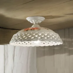 Ferroluce Deckenleuchte Keramik E27 rund Ø 32 cm Landhaus ROSITO< Wohnzimmerlampen|Keramiklampen