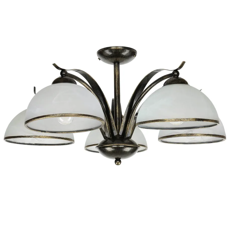 Luminex Deckenleuchte KORFU in Messing Antik 5-flmg< Glaslampen|Rustikale Lampen