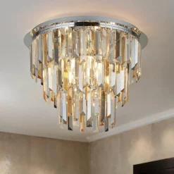 Glaslampen|Kristalllampen*Searchlight Deckenleuchte Kristall Ø 45 cm Rauchglas Art Déco