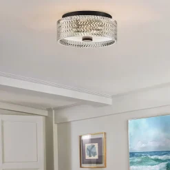 Elstead Deckenleuchte Kristall rund Ø 30,5 cm Schwarz E27 blendarm< Deckenleuchten|Flurlampen