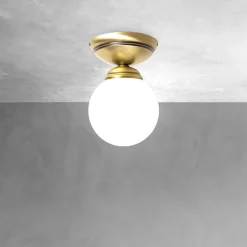 Giovanni Battista Deckenleuchte Kugel Ø 12 cm in Bronze hell glänzend Weiß< Deckenleuchten|Flurlampen