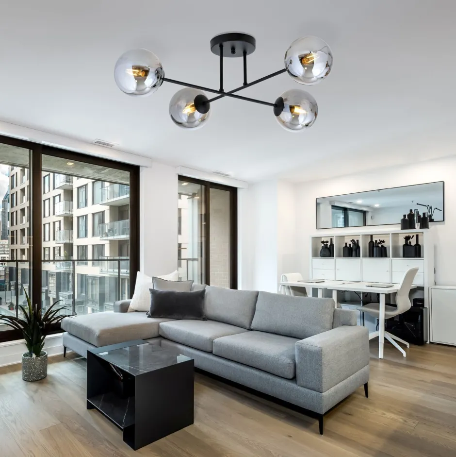 Emibig Deckenleuchte Kugel Schirme 4x E14 Grau Schwarz< Glaslampen|Retro Lampen