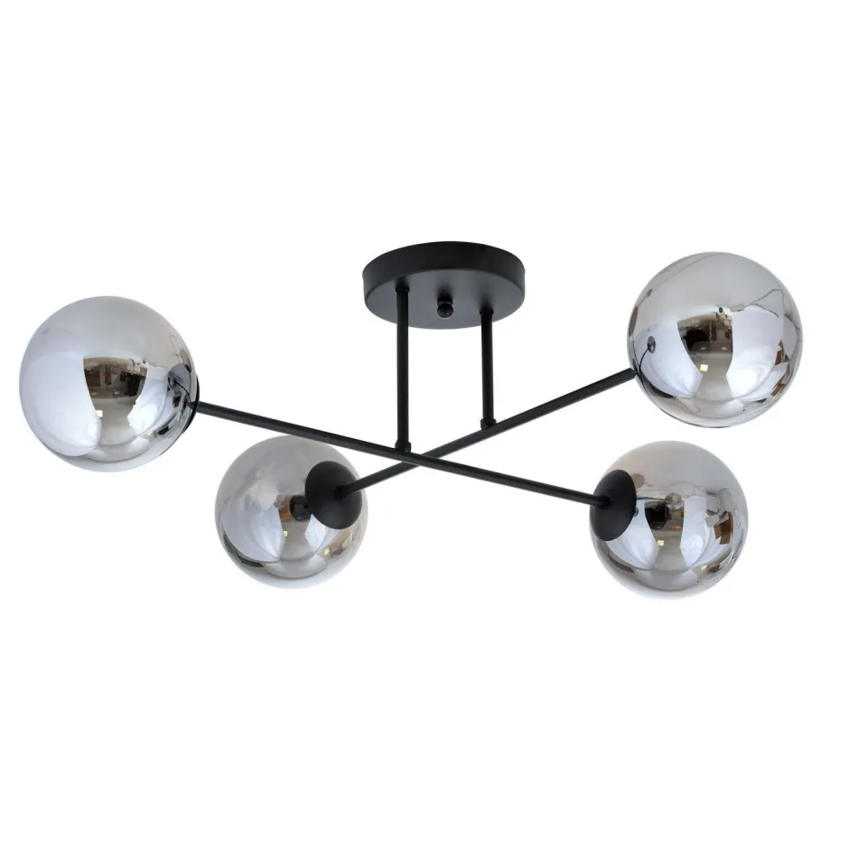 Emibig Deckenleuchte Kugel Schirme 4x E14 Grau Schwarz< Glaslampen|Retro Lampen