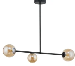 Deckenleuchten|Kugellampen*Sigma Deckenleuchte Kugeln Metall Glas Bernstein G9 3-flammig