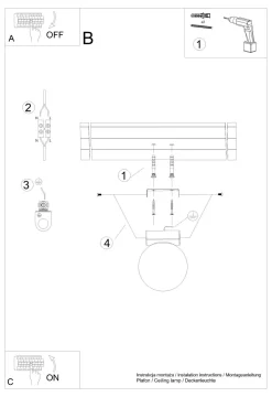 Sollux Deckenleuchte Kugelschirm Weiß Glas Metall Ø 12 cm G9< Deckenleuchten|Flurlampen