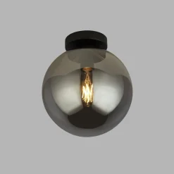 Searchlight Deckenleuchte Kugelschirm Ø 25 cm Rauchglas Metall< Deckenleuchten|Flurlampen