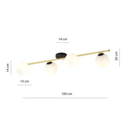 Deckenleuchten|Flurlampen*Emibig Deckenleuchte lang 100 cm in Schwarz Weiß Gold