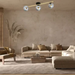 Emibig Deckenleuchte länglich 80 cm Glas Metall LUISELLA< Deckenleuchten|Flurlampen