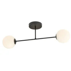 Deckenleuchten|Flurlampen*Emibig Deckenleuchte länglich 55 cm 2-flammig Glas Metall