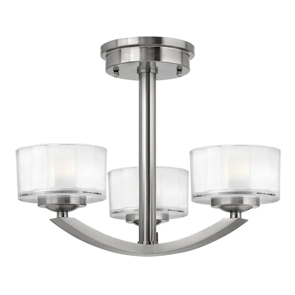 Elstead Deckenleuchte LOU 3xE27 Nickel Lampe Wohnzimmer< Glaslampen|Designerlampen