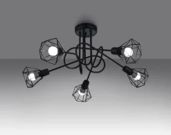 Deckenleuchten|Flurlampen*Sollux Deckenleuchte Metall 58 cm breit Drahtschirm Schwarz