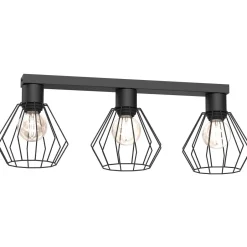 Luminex Deckenleuchte Metall Draht Schwarz L:63 cm E27 3-flmg< Deckenleuchten|Flurlampen