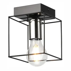 Deckenleuchten|Flurlampen*Lamkur Deckenleuchte Metall eckig Schwarz Chrom B: 13 cm für E27