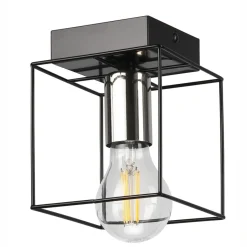 Deckenleuchten|Flurlampen*Lamkur Deckenleuchte Metall eckig Schwarz Chrom B: 13 cm für E27