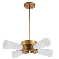 Elstead Deckenleuchte Metall Glas B: 66 cm in Gold Antik Weiß< Deckenleuchten|Bürolampen