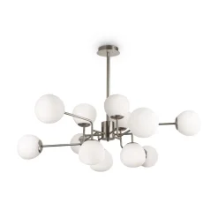 Deckenleuchten|Badezimmer Lampe*Maytoni Deckenleuchte Metall Glas 110 cm breit Nickel Weiß E14