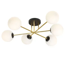 Emibig Deckenleuchte Metall Glas E14 in Schwarz Weiß Gold< Deckenleuchten|Flurlampen