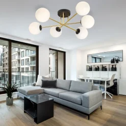 Emibig Deckenleuchte Metall Glas E14 in Schwarz Weiß Gold< Deckenleuchten|Flurlampen