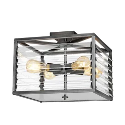 Elstead Deckenleuchte Metall Glas 39,2 cm breit Gunmetal Grau< Deckenleuchten|Bürolampen