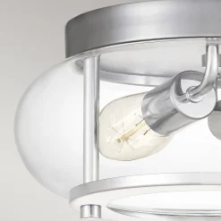 Flurlampen|Bürolampen*Elstead Deckenleuchte Metall Glas Ø 30,5 cm IP44 Chrom Bad