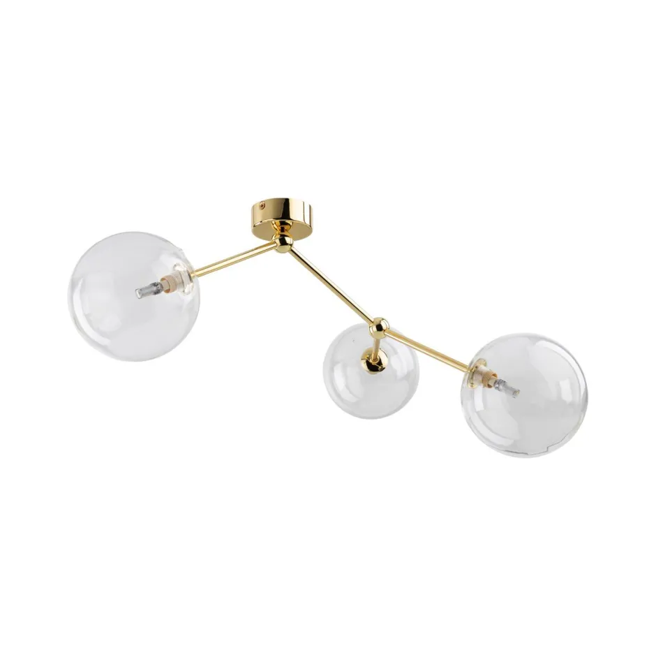 TK Lighting Deckenleuchte Metall Glas 70 cm lang in Gold 3-flammig G9< Deckenleuchten|Bürolampen