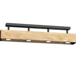 Deckenleuchten|Flurlampen*Luminex Deckenleuchte Metall Holz Schwarz Natur GU10 4-flammig