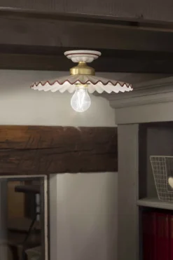 Wohnzimmerlampen|Keramiklampen*Ferroluce Deckenleuchte Metall Keramik E27 D: 31 cm rund Landhaus