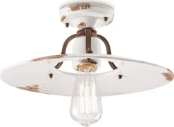 Ferroluce Deckenleuchte Metall Keramik E27 D: 40 cm rund Industrial< Wohnzimmerlampen|Keramiklampen