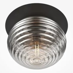 Deckenleuchten|Badezimmer Lampe*Maytoni Deckenleuchte Metall Rauchglas Ø 35 cm rund E27 Modern