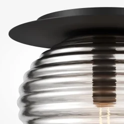 Deckenleuchten|Badezimmer Lampe*Maytoni Deckenleuchte Metall Rauchglas Ø 35 cm rund E27 Modern