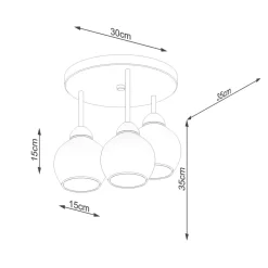 Deckenleuchten|Kugellampen*Sollux Deckenleuchte Metall Rauchglas 3-flammig Ø 35 cm E27