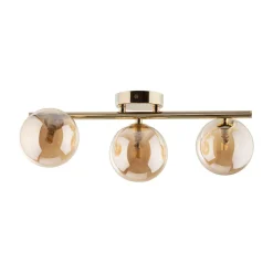 Glaslampen|Metall Lampen*TK Lighting Deckenleuchte Metall Rauchglas 47 cm klein in Gold Bernstein